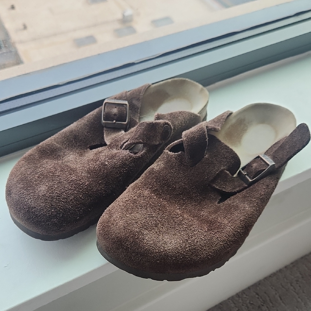 Birkenstock Boston Dark Brown Suede Sz 8/39